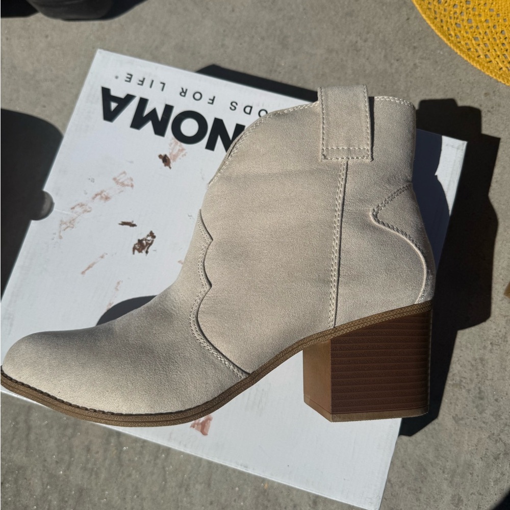 Sonoma Cream Ankle Booties with Stacked Heel
